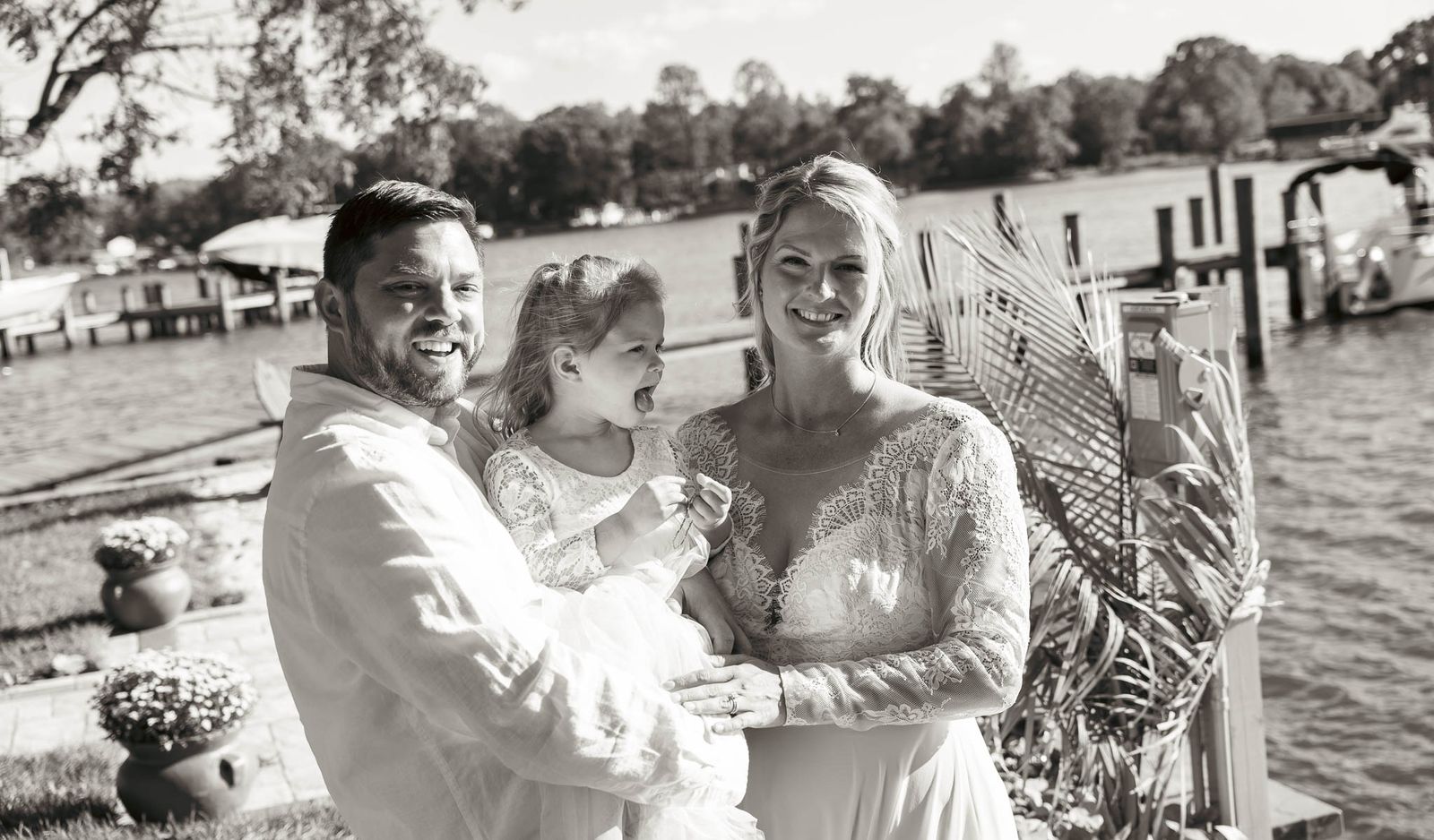 The couple seeing each other for the first time that day — backyard wedding in Annapolis, Maryland